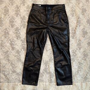 GAP Women's Black Leather Straight Leg Pants